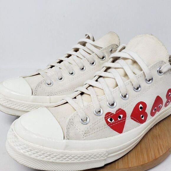 Converse Chuck Taylor x CDG Play Mens 10 Shoe Multi Hearts Off White Low Sneaker - Picture 3 of 14